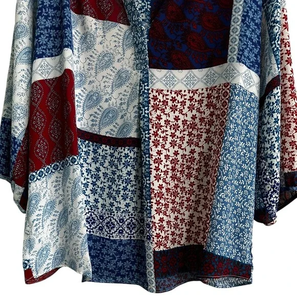 Zac & Rachel Patchwork Blouse‎ Paisley Floral Print Bohemian Top S/C - Picture 6 of 14